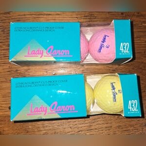 Golf Balls Vintage Lady Aaron 432 Dimple Pastel Pink And Yellow